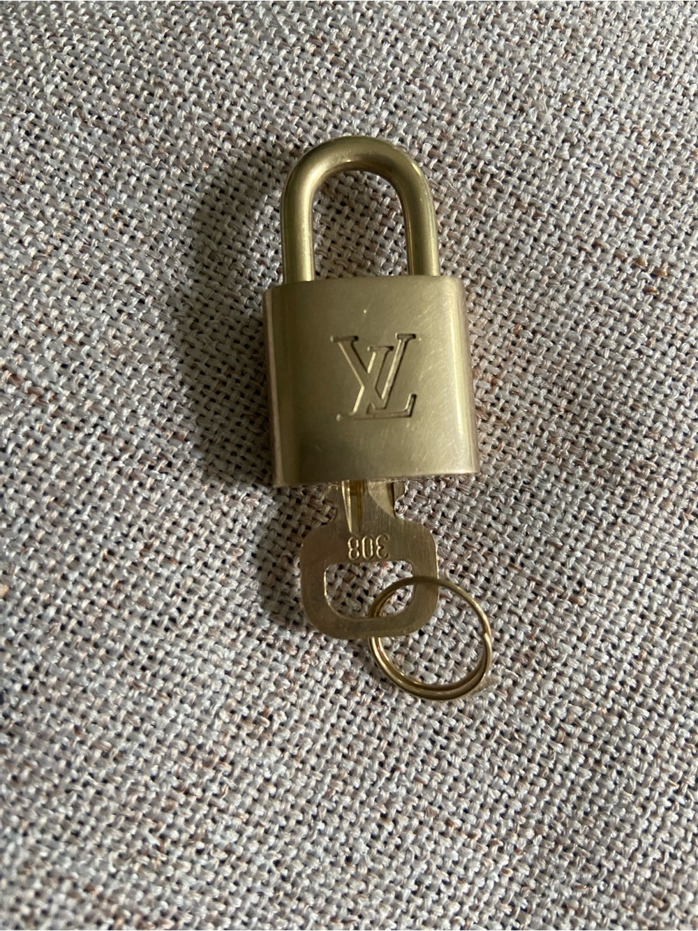 Louis Vuitton Gold-tone Padlock with Key Charm #308